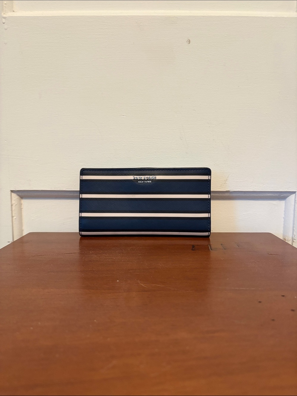 kate spade Navy and White Horizontal Stripe Men's Wallet